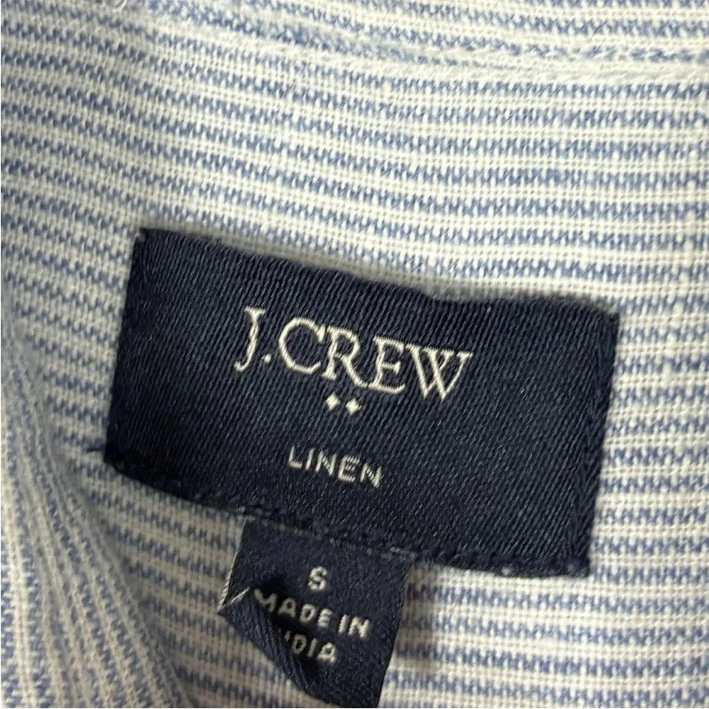 J Crew Blue Striped Linen Button Shirt Men’s S Long Sleeve Slim Fit Office Work